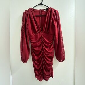 Elegant Red Ruched Dress